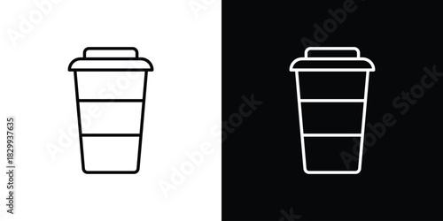 Togo Cup icons set with editable black and white stroke line style for ui designs