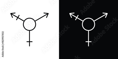 Transgender icons set with editable black and white stroke line style for ui designs