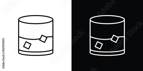 Whiskey Glass icons set with editable black and white stroke line style for ui designs