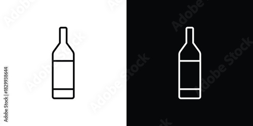 Wine bottle icons set with editable black and white stroke line style for ui designs