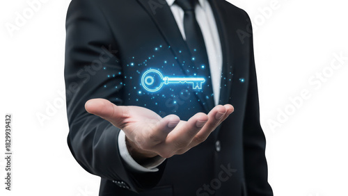 Wallpaper Mural Businessman hand holding glowing digital key isolated on transparent background Torontodigital.ca