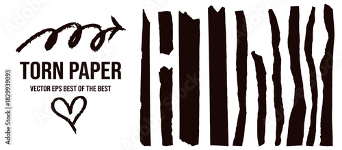 Set rough jagged paper edge with torn stripes