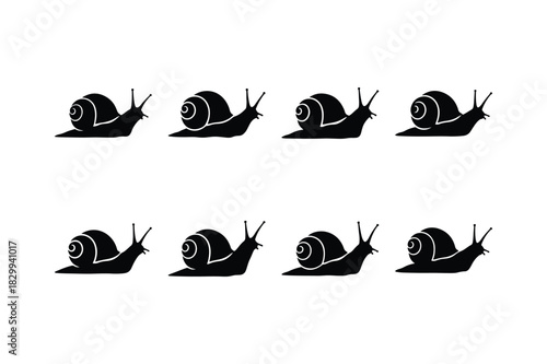 Snail Solid Black Silhouette Vector Set