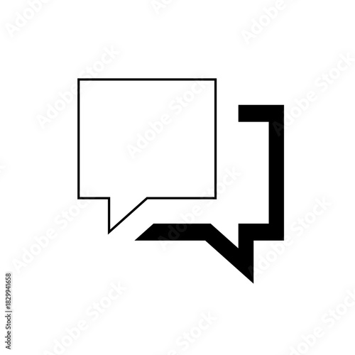 Illustration of two speech bubbles one white outline and one black outline overlapping each other nicely