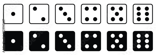 Set of six sides of a dice icon. Game dice icons set isolated vector illustration, Set of game dice icon. Vector illustration.