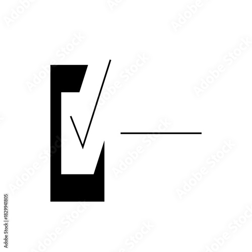 Black and white illustration of a stylized phone icon with a checkmark and a line to the right side