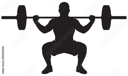Back Squat Barbell Exercise Silhouette - Strength Training