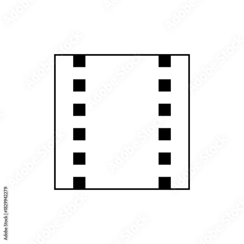 A simple illustration of a film strip with black squares arranged in two vertical lines inside a frame