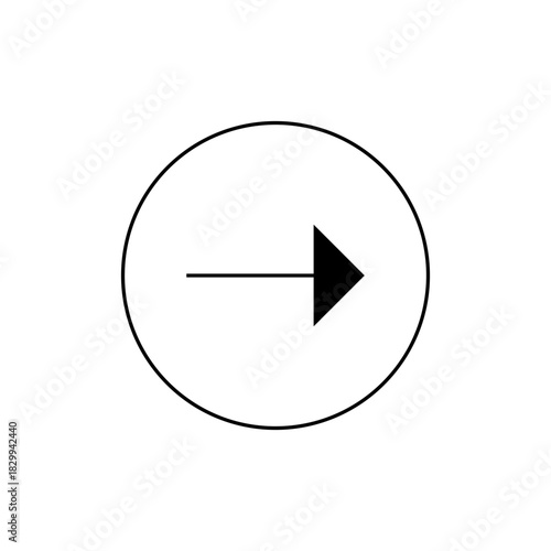 Illustration of a rightward facing arrow enclosed within a circle, indicating direction or navigation use