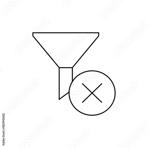 Illustration of a filter icon with a cross symbol indicating removal or deactivation of the filtering process