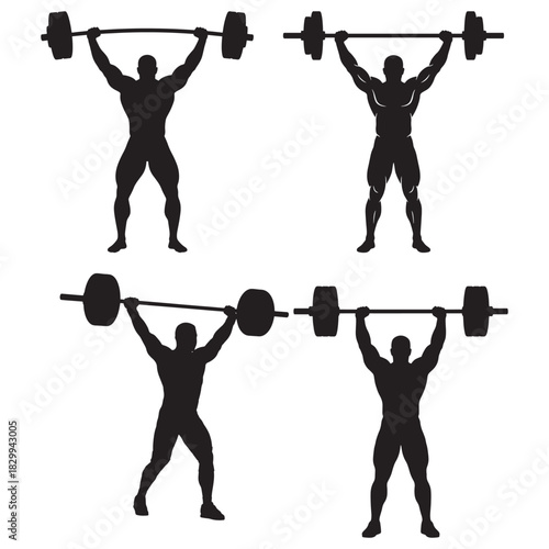 Overhead Barbell Lift Silhouettes - Snatch and Clean & Jerk
