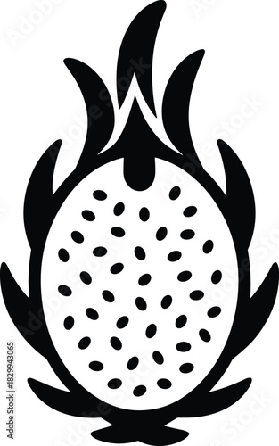 Exotic dragon fruit bold icon with detailed seeds perfect for unique fruit coloring book designs