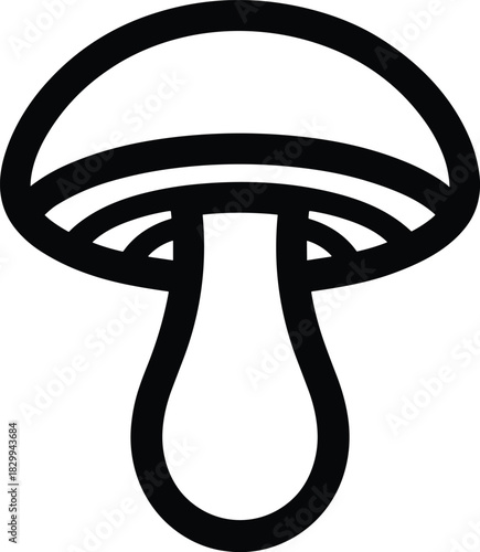 Mushroom fungi toadstool bold icon perfect for coloring book illustration, nature-themed design, and educational color resources