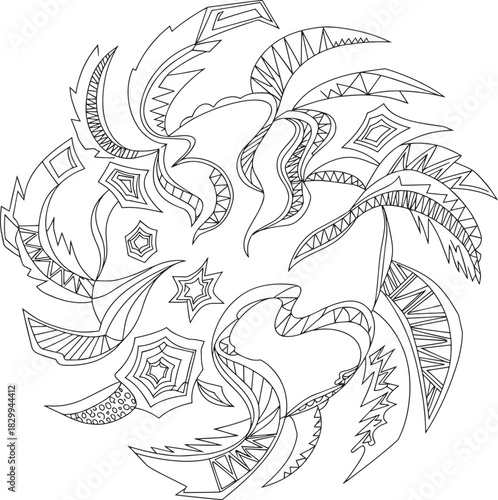 Fantasy decorative abstract drawing circular ornament concept style vector
