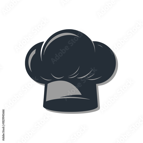 A dark gray illustration of a classic chef s toque on white