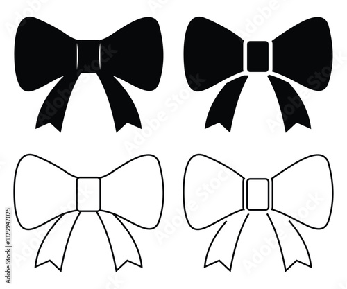 Black Bowtie Icon – Formal Accessory, Necktie & Fashion Vector Illustration