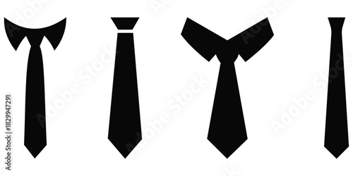 Professional Business Tie Icon Set – Formal Neckwear Silhouette & Minimal Vector Collection