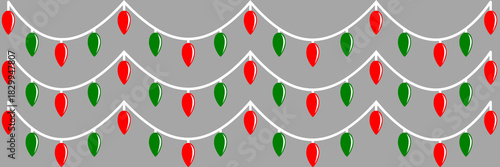 Bright Christmas Fairy Light Swag Garland Decoration on Rustic Wooden Background for Festive Holiday Header or Banner