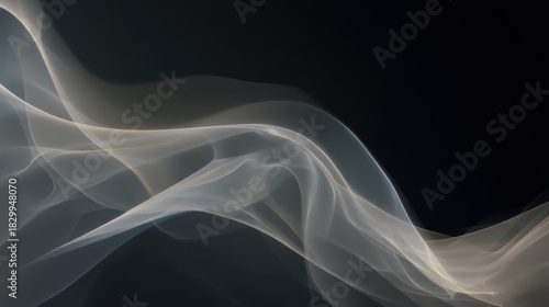 This elegant image features a soft, flowing smoke pattern against a dark background, creating an artistic and serene atmosphere.