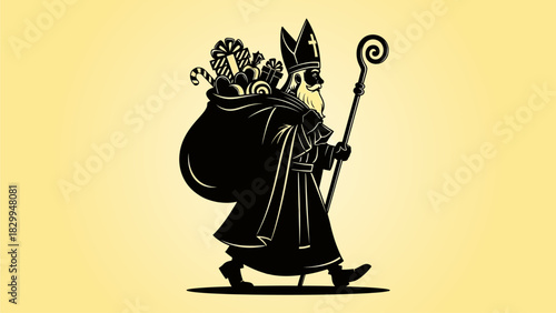 Saint Nicholas Illustration Silhouette Christmas Holiday Icon