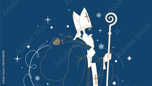 Saint Nicholas Vector Illustration for Festive Celebrations and Holiday Season