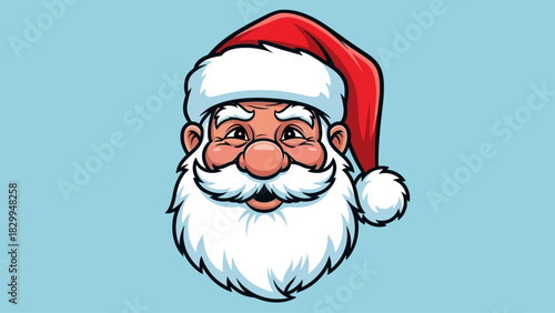 Santa Claus Cartoon Head Festive Christmas Character Illustration