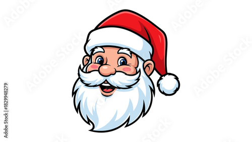 Smiling Santa Claus Face Cartoon Illustration for Holiday Greetings