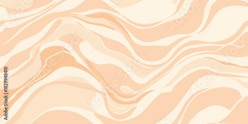 Orange and yellow abstract wavy vector pattern with seamless summer lines and curves texture illustration