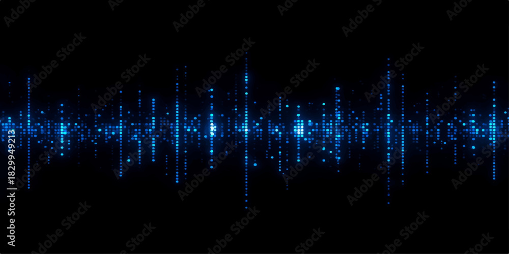 Fototapeta premium Abstract sound wave illustration: a digital graph of audio frequency lines on a blue background using vector technology for design