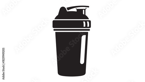 Black and white shaker bottle vector illustration minimalist design for fitness and protein supplement concepts