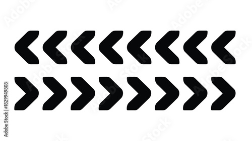 A pattern of two rows of black arrows pointing in opposite directions on a white background design art