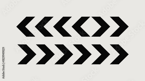 Two rows of black arrow shapes pointing in opposite directions on a white background design element