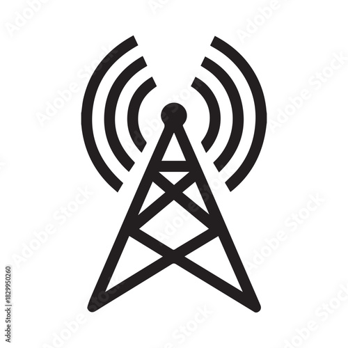 Filled Radio Tower Icon Vector Illustration