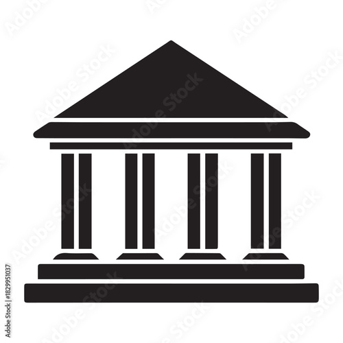 bank building pillars icon vector illustration