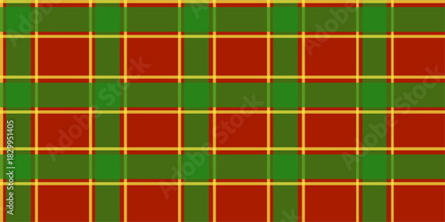 Bright geometric plaid pattern in orange, green and yellow colors. Abstract checkered background suitable for textiles, wrapping paper, wallpapers, digital prints and seamless design projects.