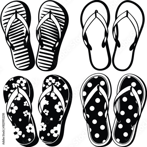 Different summer flip flops displayed in varying stylish designs add a playful touch