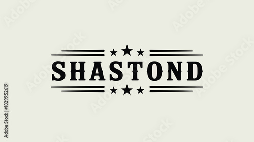 The image features a shastond text logo design with stars and horizontal lines on a light background