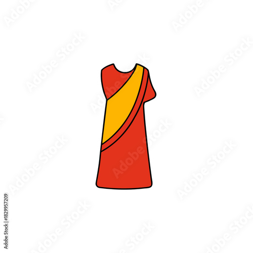 vector clip art saree icon on white background for web and graphic design