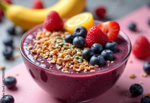 Energetic Acai Berry Smoothie Loaded with Health Benefits Bright Superfood Explosion