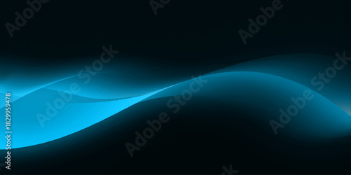 Abstract blue wave background with a dark space backdrop, featuring a glowing ray of light and digital motion lines