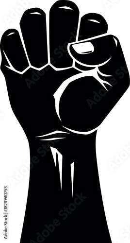 Black fist raised in solidarity and power