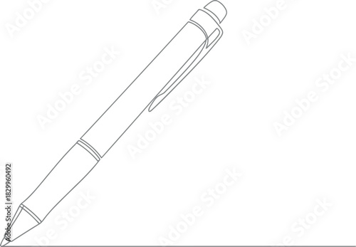 Simple line drawing of a ballpoint pen writing a straight line