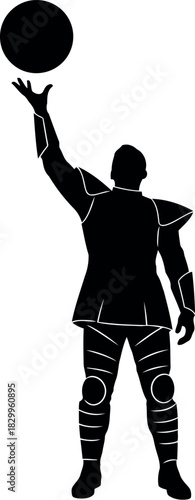 Silhouette of a basketball player tossing ball up for a shot