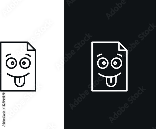 Silly paper character with googly eyes and tongue out icon
