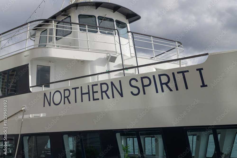 Fototapeta premium Northern Spirit, a 3 level passenger yacht style dining vessel, City Cruises, docked in Toronto harbour