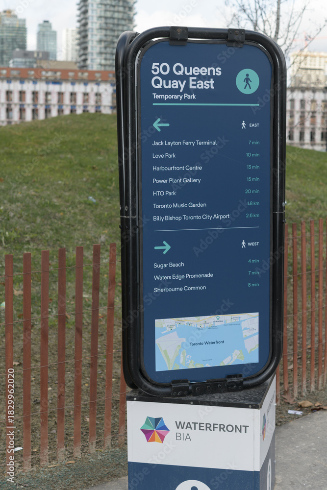 Obraz premium sign at a temporary park at 50 Queens Quay East, Toronto