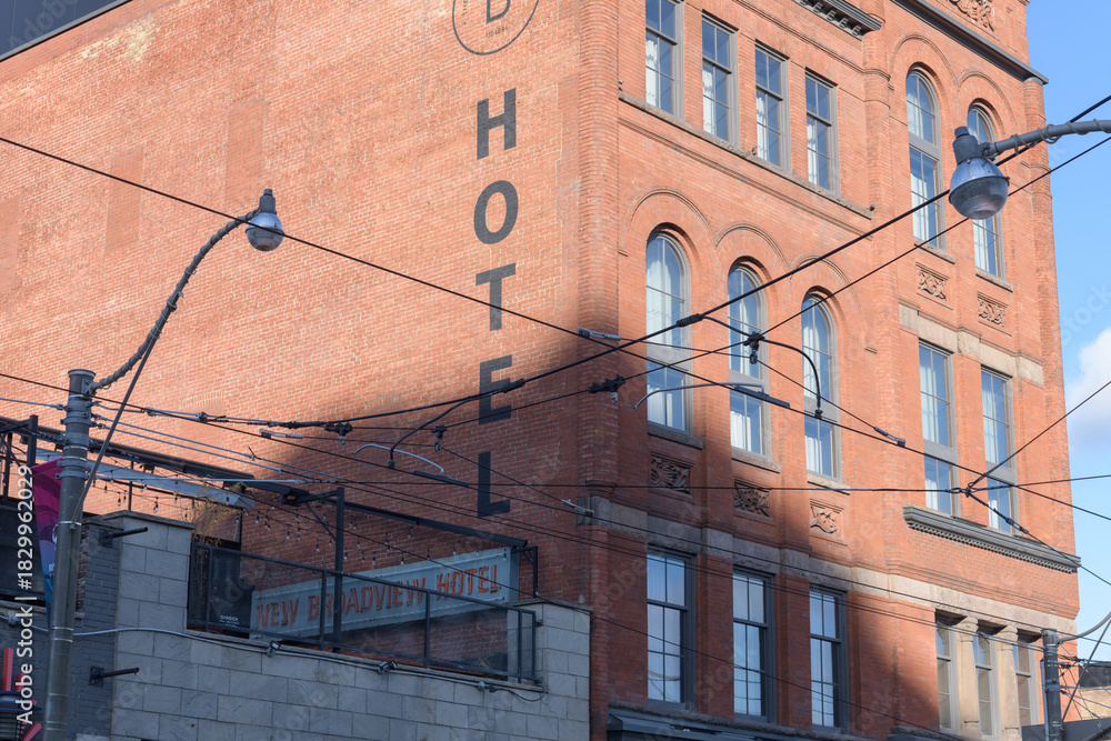 Fototapeta premium exterior of The Broadview Hotel located at 106 Broadview Av, Toronto