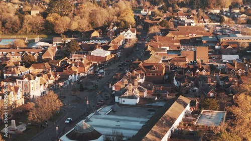 Aerial view of Cranleigh beautiful British Village in Surrey