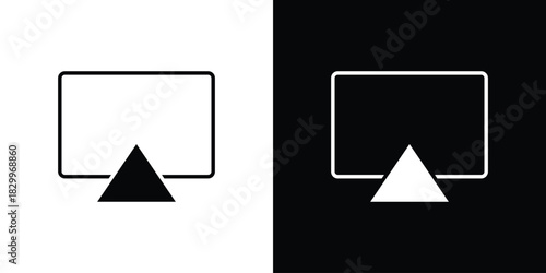 Airplay icons editable flat black and white icons pack. Vector EPS10