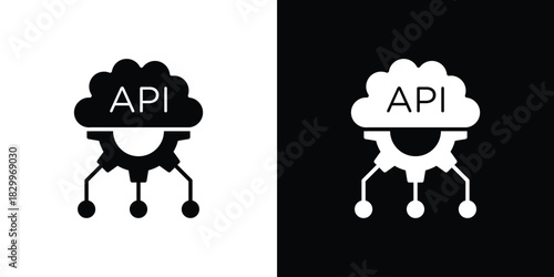 API icons editable flat black and white icons pack. Vector EPS10